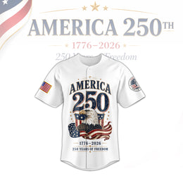 USA 250 Years Strong Independence Baseball Jersey, Patriotic Freedom Jersey