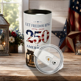 America 250 Years of Liberty Tumbler, USA Patriotic Anniversary Design