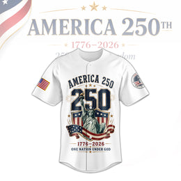 250th Anniversary USA Button Baseball Jersey, Patriotic Independence Day Jersey