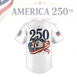 250th Anniversary USA Button Baseball Jersey, Patriotic Independence Day Jersey