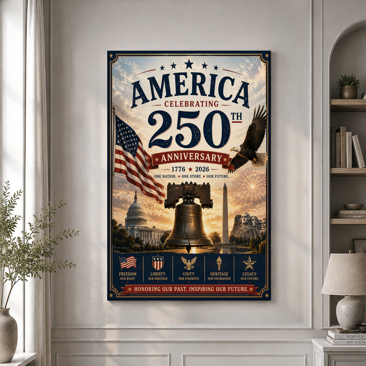 America 250 Liberty and Freedom Wall Decor Anniversary Print