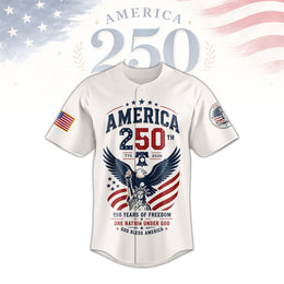 USA Independence Day 250th Baseball Jersey, America Anniversary Freedom Jersey