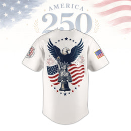 USA Independence Day 250th Baseball Jersey, America Anniversary Freedom Jersey