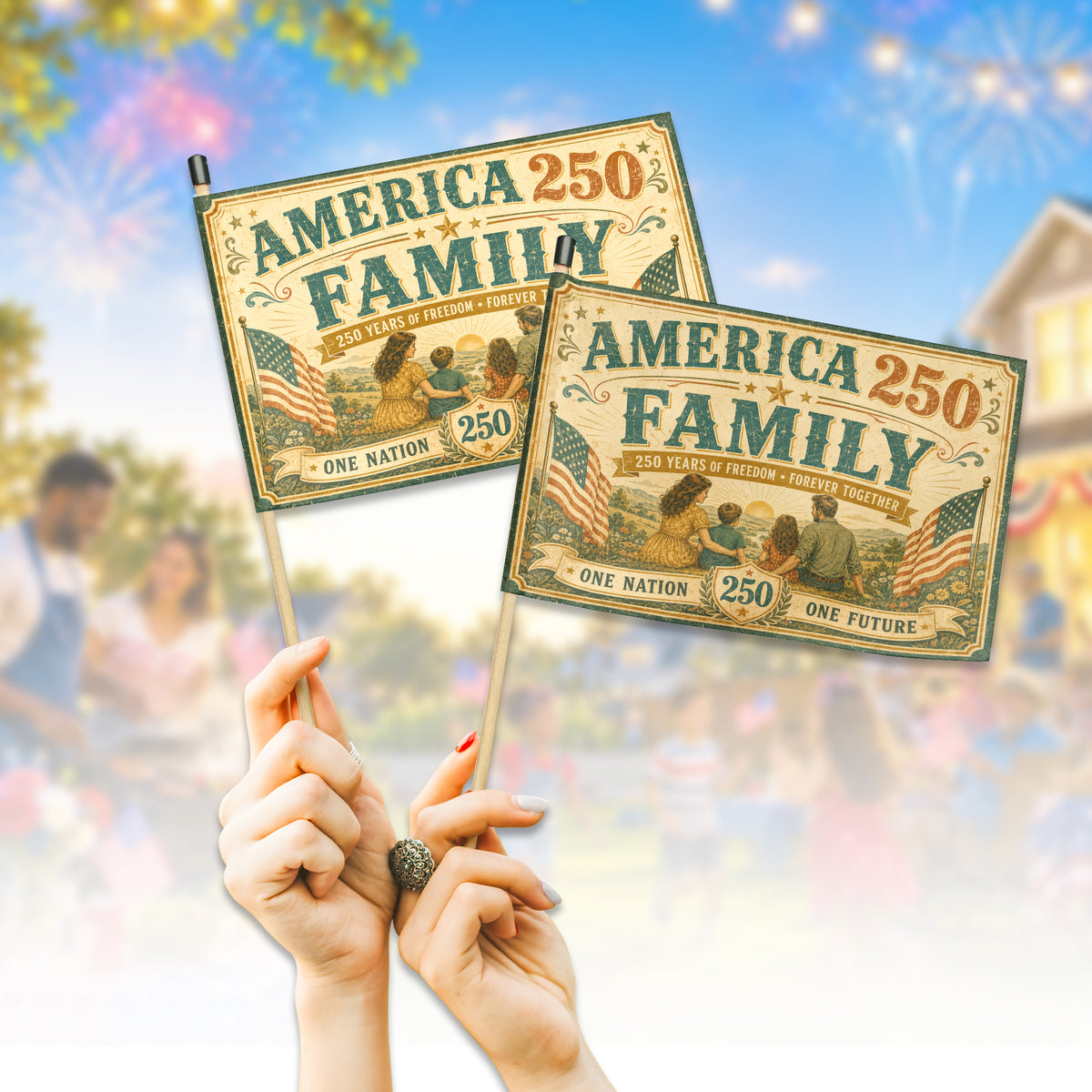 America 250th Patriotic Stick Hand Flag