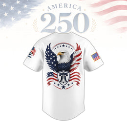 1776–2026 USA Patriotic Button Up Baseball Jersey, America Freedom Jersey