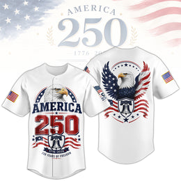 1776–2026 USA Patriotic Button Up Baseball Jersey, America Freedom Jersey