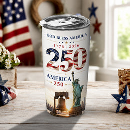 Born Free America 250 Tumbler, 1776–2026 USA Anniversary Design