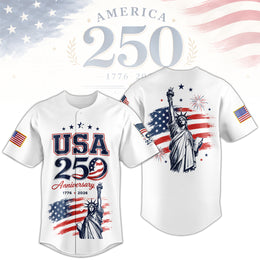 America 250 Celebration Baseball Jersey for Men Women, Patriotic USA Jersey