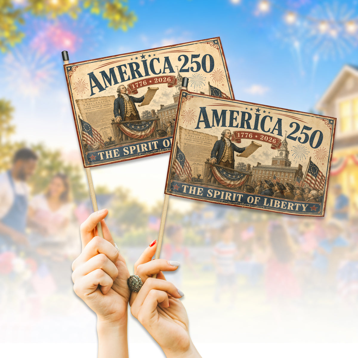 Patriotic America 250th Parade Wave Flag