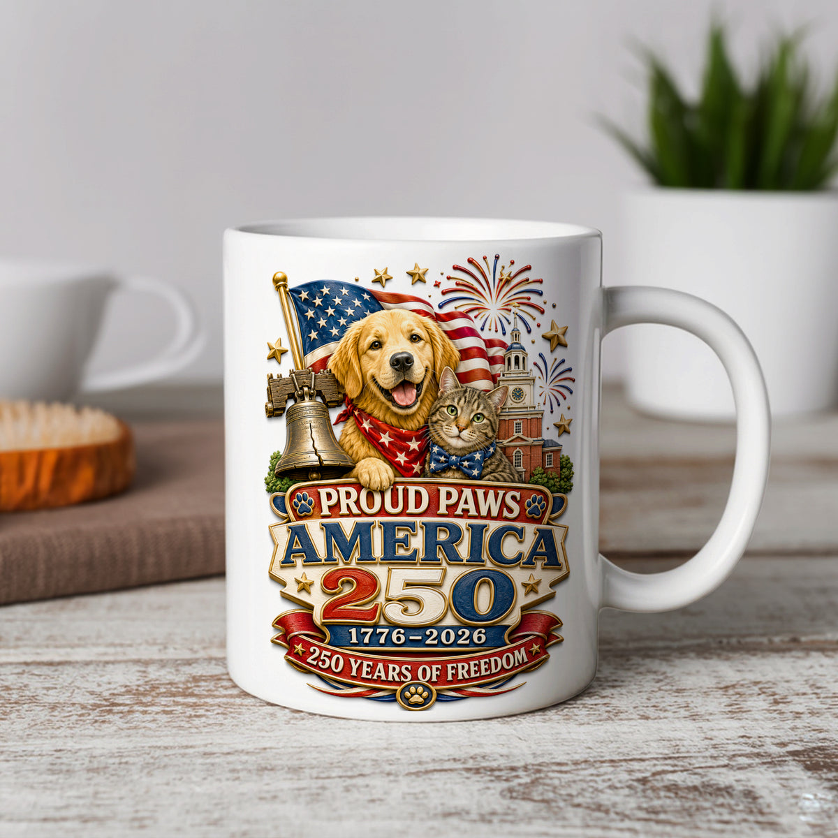 America 250th Heritage Mug with Vintage Patriotic Artwork