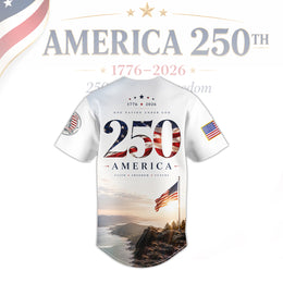 Patriotic Button Up Baseball Jersey, America 250th 1776–2026 Design