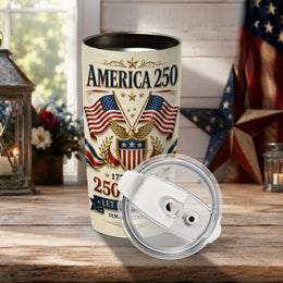Family Freedom Faith America 250 Tumbler, Patriotic 1776–2026 Design