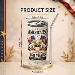 Family Freedom Faith America 250 Tumbler, Patriotic 1776–2026 Design