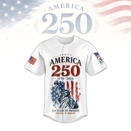 USA Freedom 250th Anniversary Baseball Jersey, Patriotic America Celebration Jersey