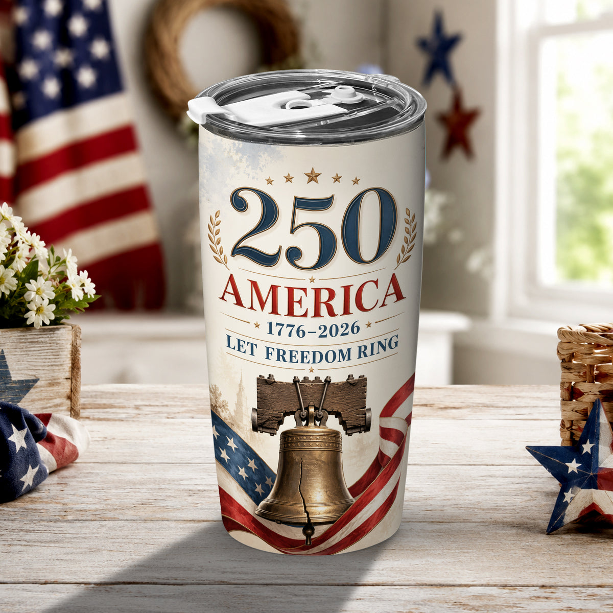 America 250th Eagle Shield Tumbler, Patriotic 1776–2026 Design