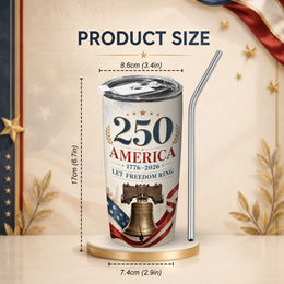 America 250th Eagle Shield Tumbler, Patriotic 1776–2026 Design