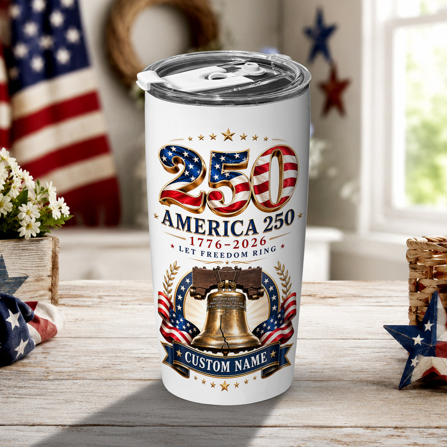 America 250th Vintage Flag Tumbler, 1776–2026 Freedom Celebration