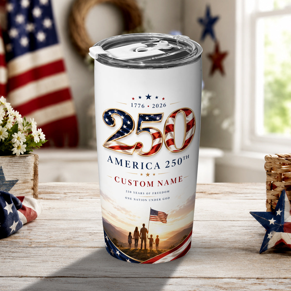 USA Freedom 250th Anniversary Tumbler, Patriotic America Design
