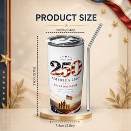 USA Freedom 250th Anniversary Tumbler, Patriotic America Design