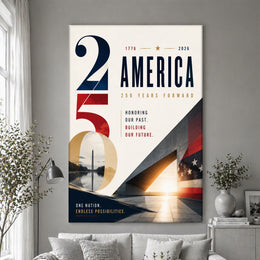 America 250th Anniversary Patriotic Wall Art Poster for Home Decor