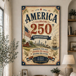 America 250 Eagle and Flag Patriotic Print for Home