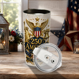 America 250th Declaration Tumbler, Vintage USA Freedom Design