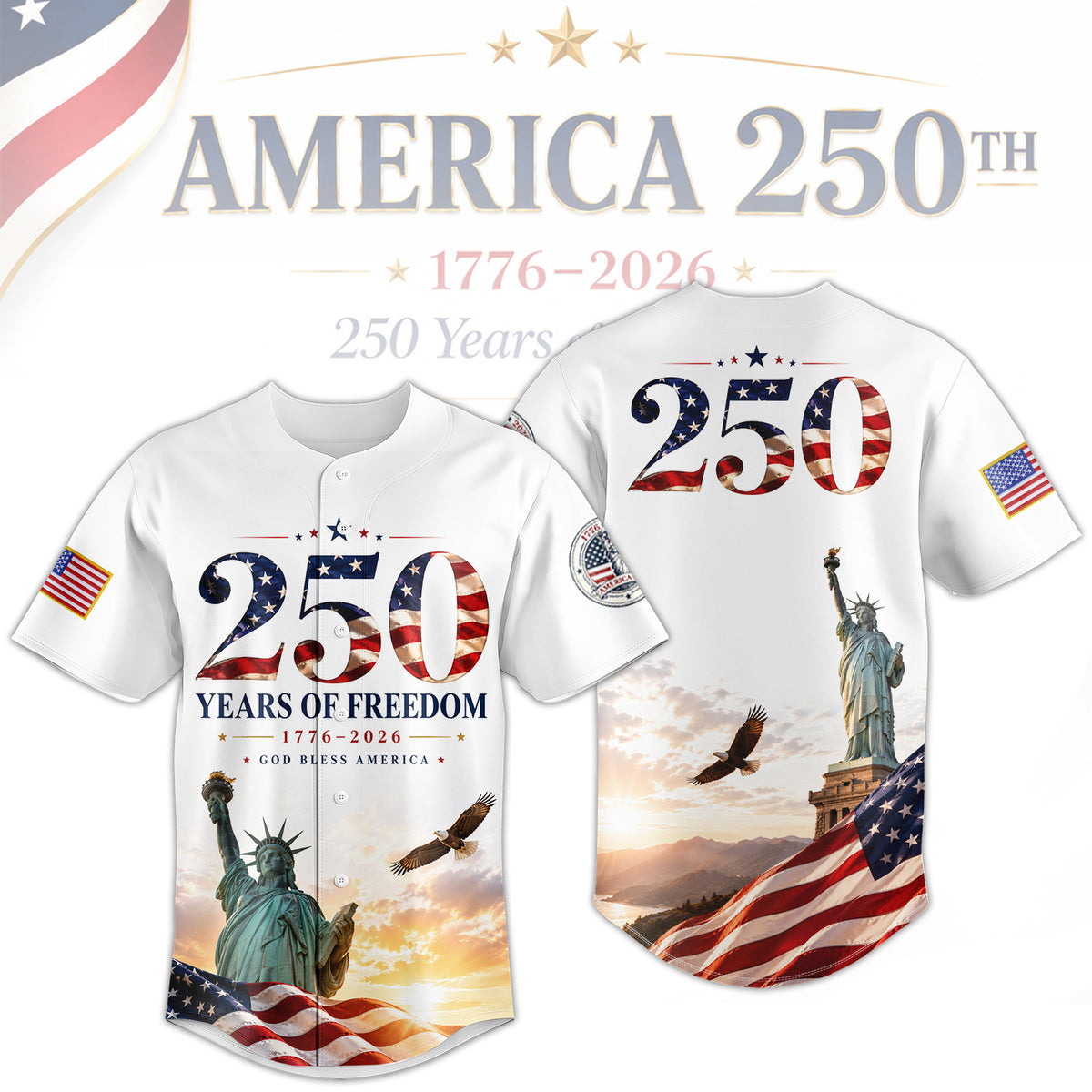 1776–2026 Patriotic USA Baseball Jersey, America 250th Celebration Jersey