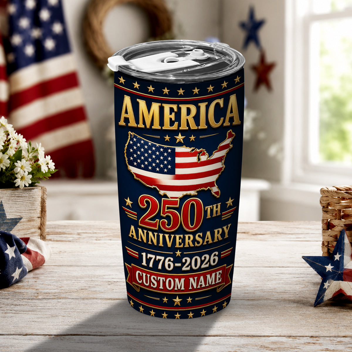 250 Years Strong USA Tumbler, America Independence Anniversary Design