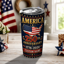 250 Years Strong USA Tumbler, America Independence Anniversary Design
