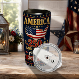 250 Years Strong USA Tumbler, America Independence Anniversary Design
