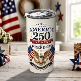 USA 250 Patriotic Heritage Tumbler, America Anniversary Freedom Design