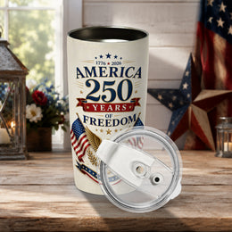 USA 250 Patriotic Heritage Tumbler, America Anniversary Freedom Design