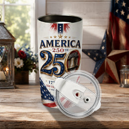 USA 250 Years Strong Tumbler, Patriotic Independence Anniversary Design