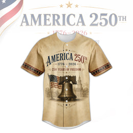 250 Years of Liberty Patriotic Baseball Jersey, America 250th Celebration Jersey