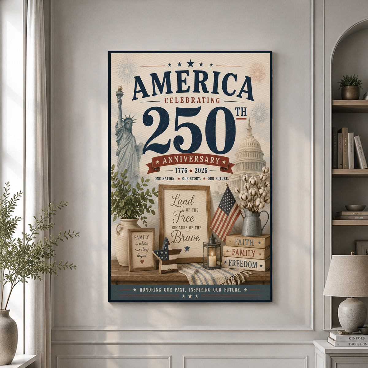 America 250 Historical Tribute Poster Honoring American Heritage
