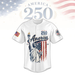 America 250 Freedom Baseball Jersey, 1776–2026 Patriotic USA Jersey