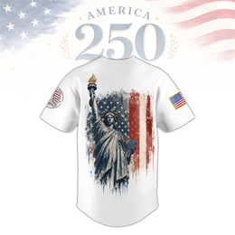America 250 Freedom Baseball Jersey, 1776–2026 Patriotic USA Jersey
