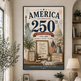 America 250 Historical Tribute Poster Honoring American Heritage