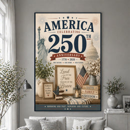America 250 Historical Tribute Poster Honoring American Heritage