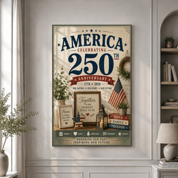 America 250 Vintage Patriotic Wall Art for Independence Day
