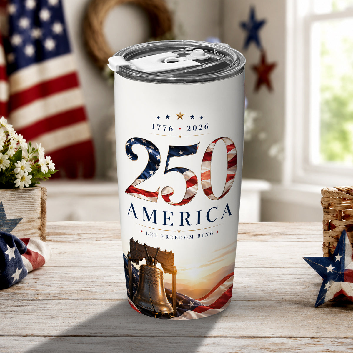 God Bless America 250th Tumbler, Patriotic USA Freedom Design