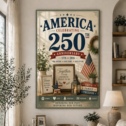 America 250 Vintage Patriotic Wall Art for Independence Day