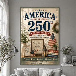 America 250 Vintage Patriotic Wall Art for Independence Day