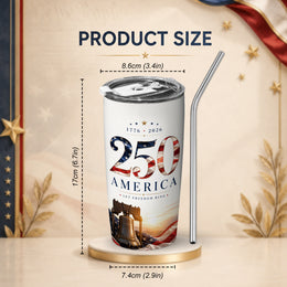 God Bless America 250th Tumbler, Patriotic USA Freedom Design