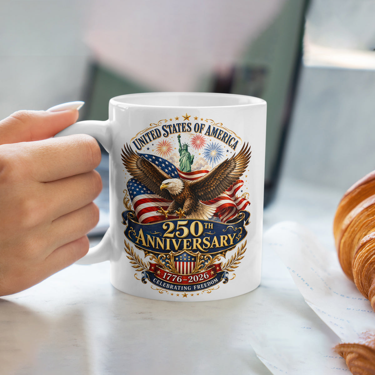 Born in Freedom, Built for 250 Years – America Mug