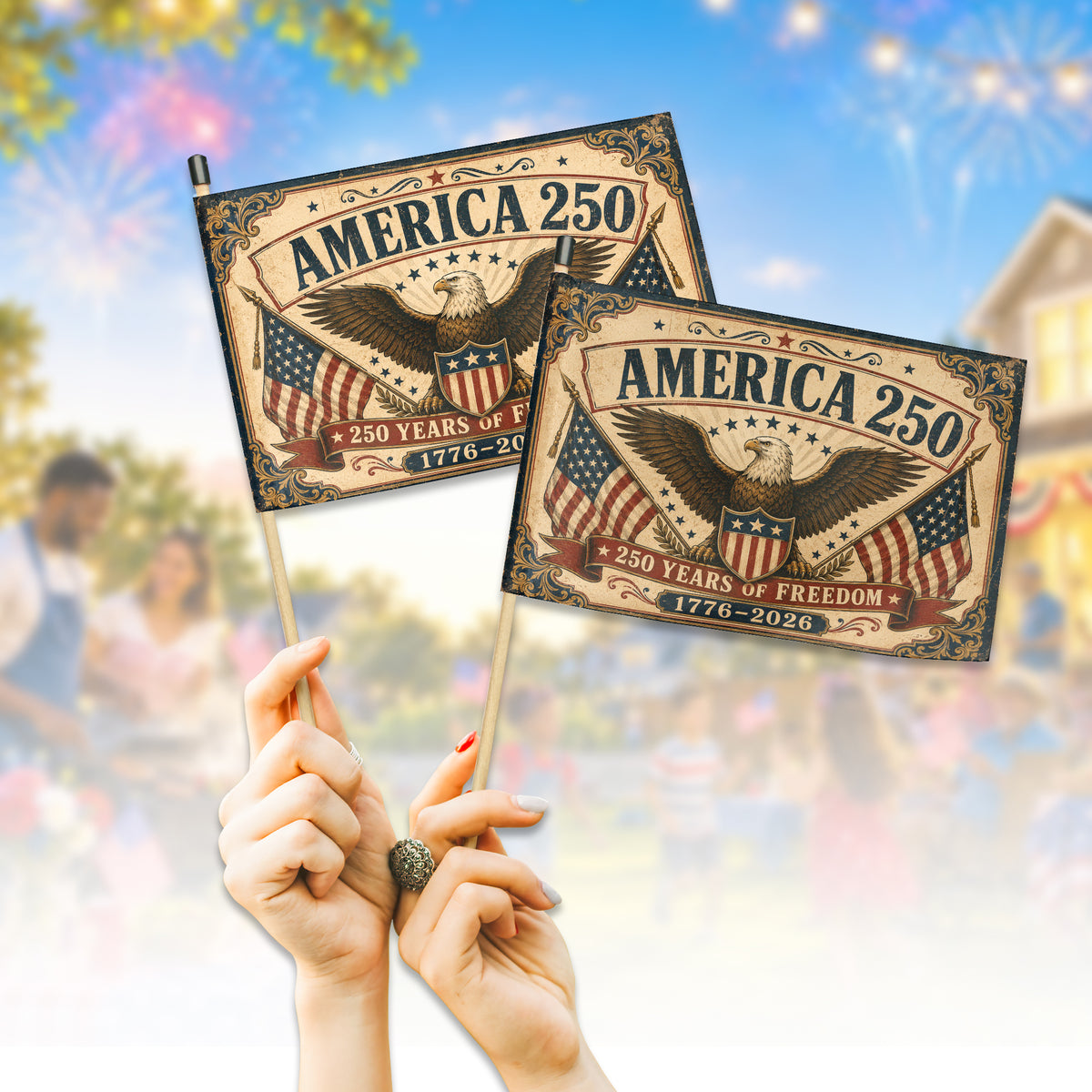 American 250th Anniversary Mini Hand Flag