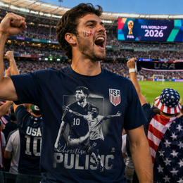 Christian Pulisic #10 USA Soccer Fan T-Shirt – Double Sided Graphic Tee for World Cup 2026 Supporters