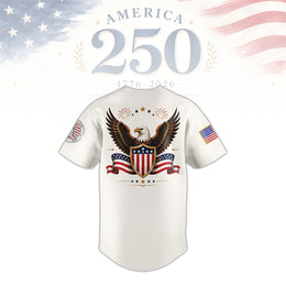 250 Years of Freedom USA Baseball Jersey, Patriotic America Anniversary Jersey