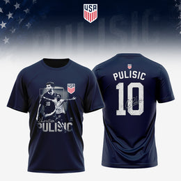 Christian Pulisic #10 USA Soccer Fan T-Shirt – Double Sided Graphic Tee for World Cup 2026 Supporters