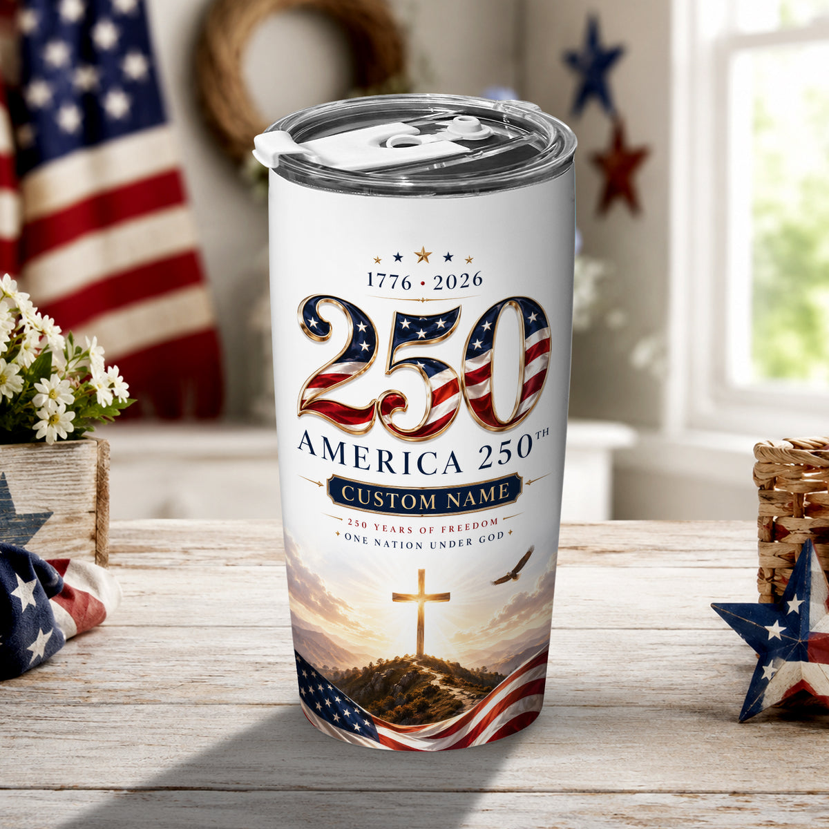 One Nation Under God Tumbler, America 250th Anniversary Design
